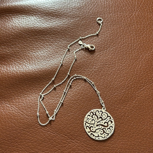Silpada .925 sterling silver medallion Cut Above necklace w/ baubled chain - Picture 1 of 5